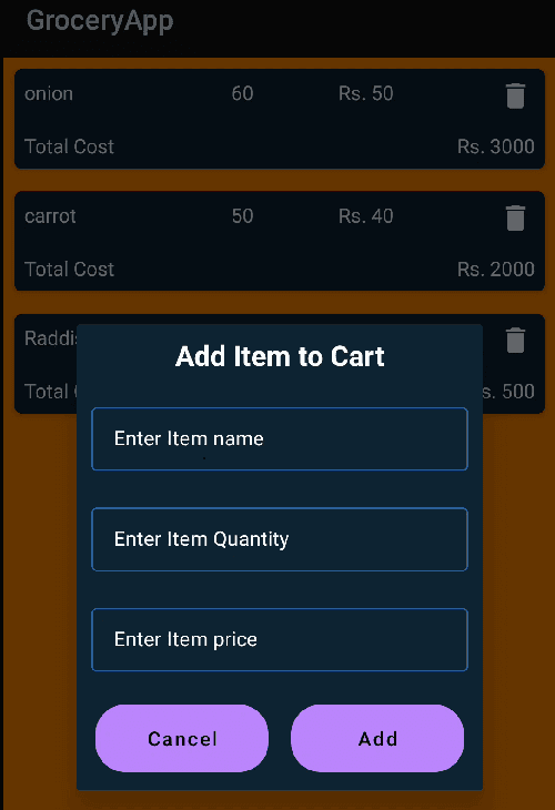 Grocery App (Android) Application 